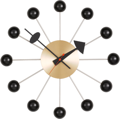 nelson ball clock - black/brass