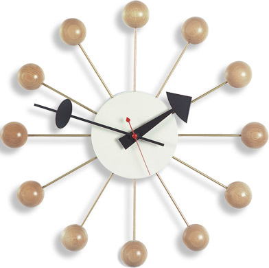 nelson ball clock - natural beech