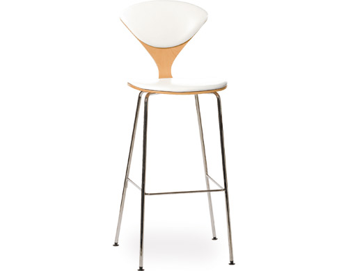 cherner metal leg stool with upholstered seat & back