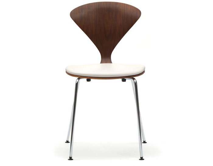 cherner metal leg side chair with upholstered seat