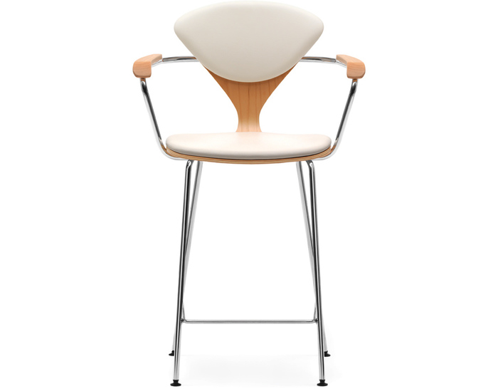 cherner metal leg stool with arms & upholstered seat & back