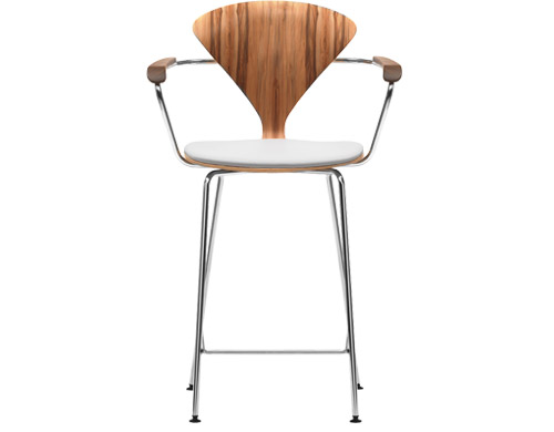 cherner metal leg stool with arms & upholstered seat
