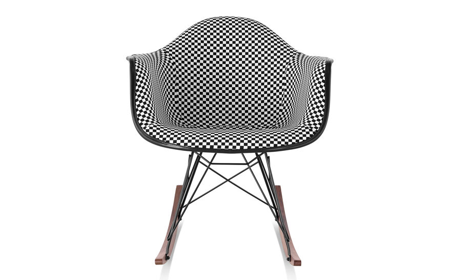 eames upholstered armchair with rocker base