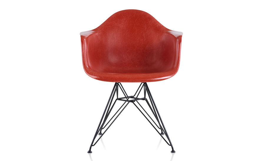 eames molded fiberglass armchair with wire base
