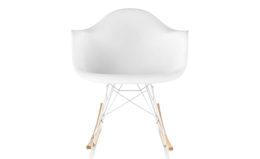 eames molded plastic armchair with rocker base