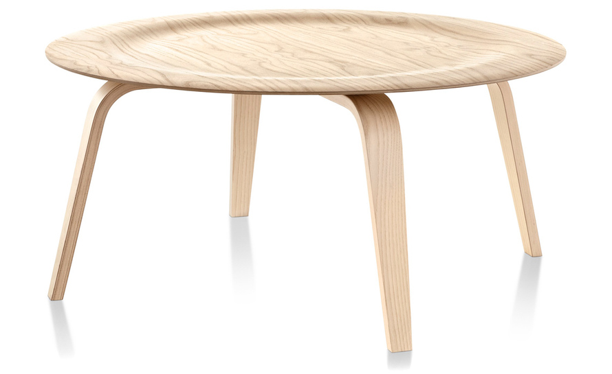 eames molded plywood coffee table with wood base