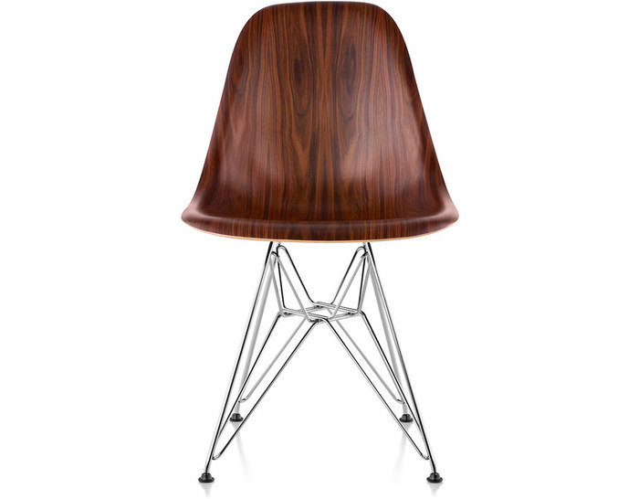 eames molded wood side chair with wire base
