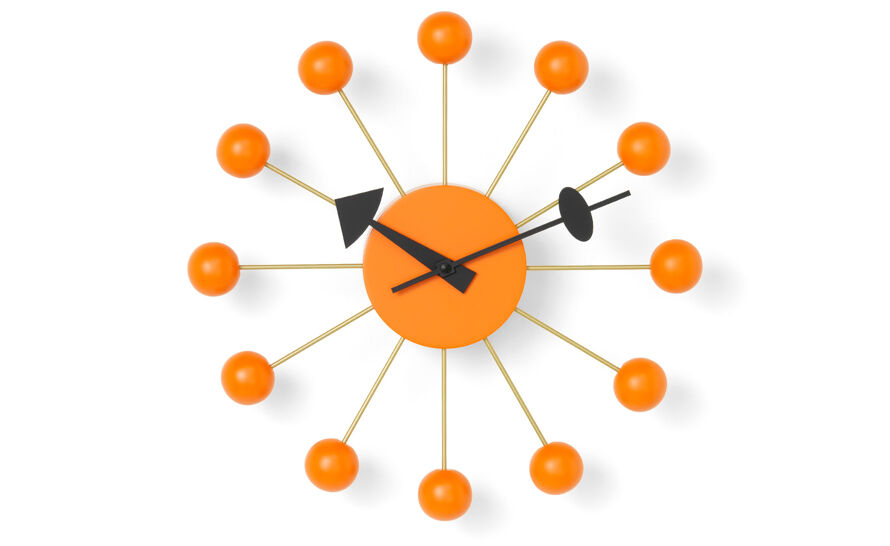 george nelson ball clock in orange