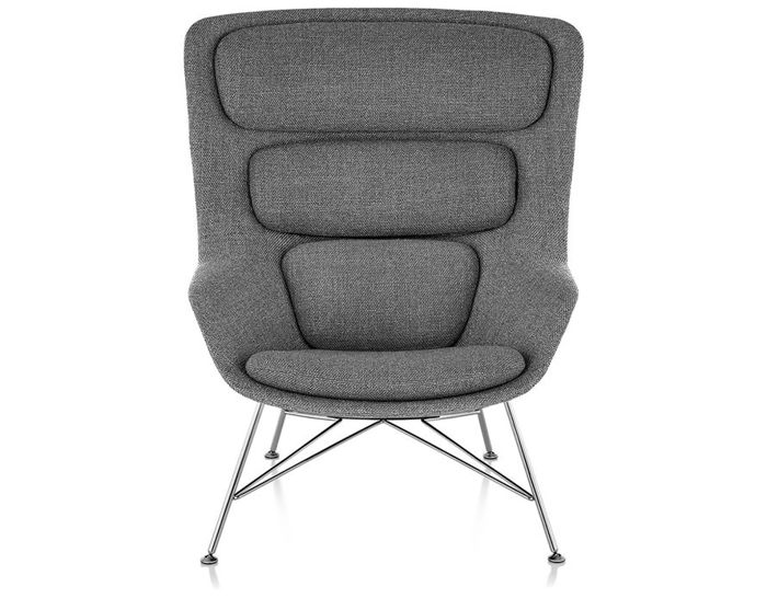 striad high back lounge chair with wire base