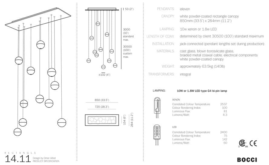 bocci 14.11 eleven pendant chandelier