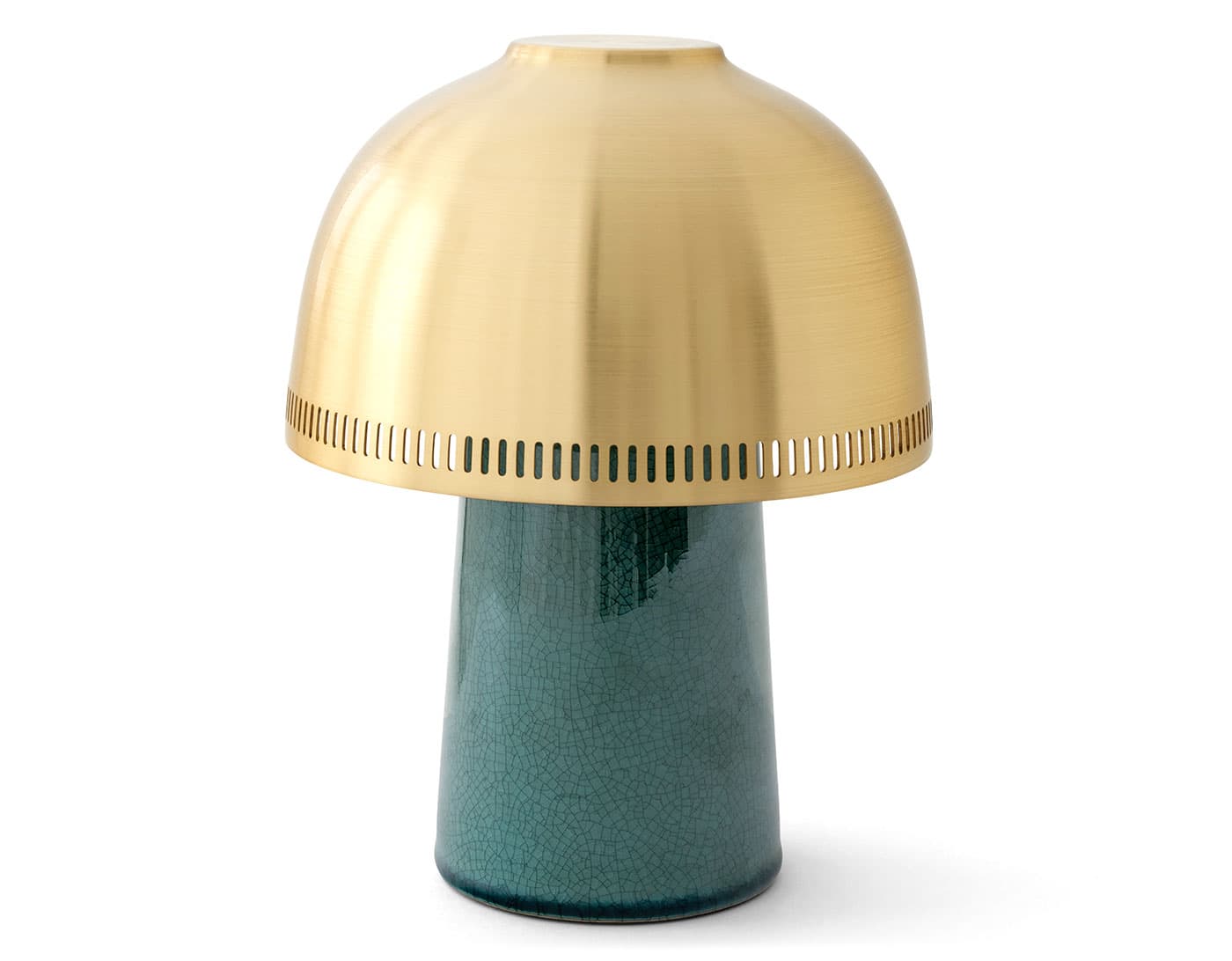 Raku Portable Table Lamp, blue-green / brass