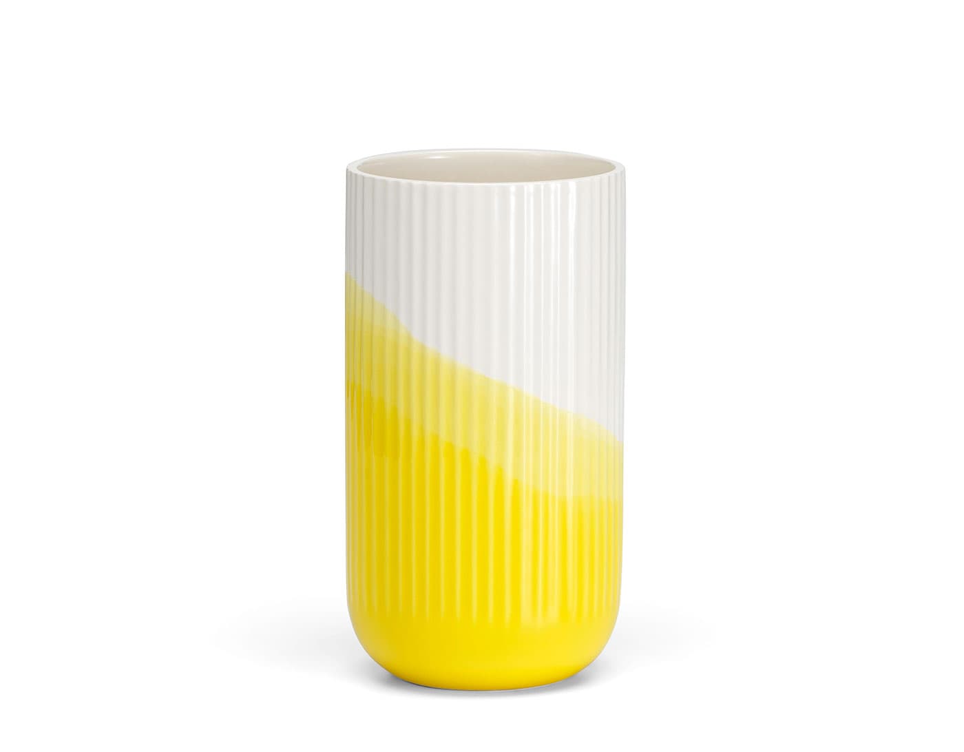 herringbone vessels / vase / ribbed / yellow
