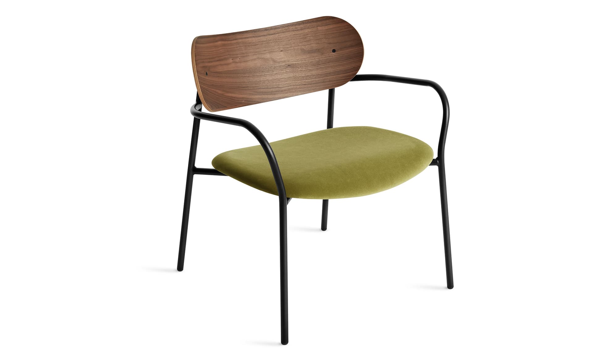 sidebyside lounge chair / walnut / loden green velvet