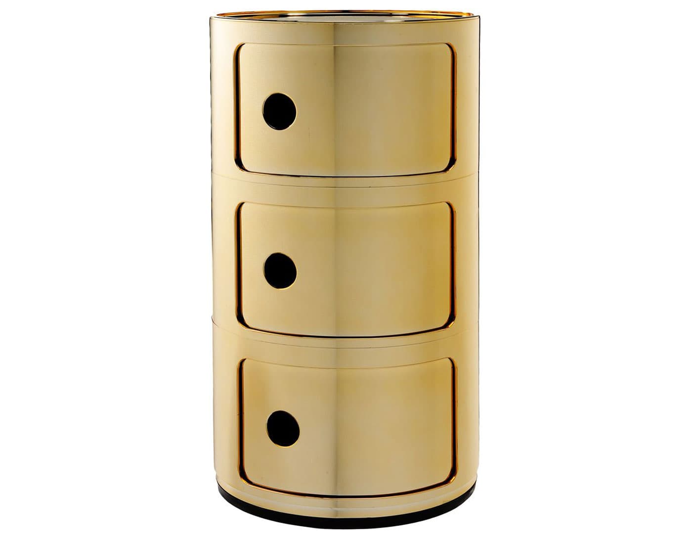 componibili metallic three level storage module / gold