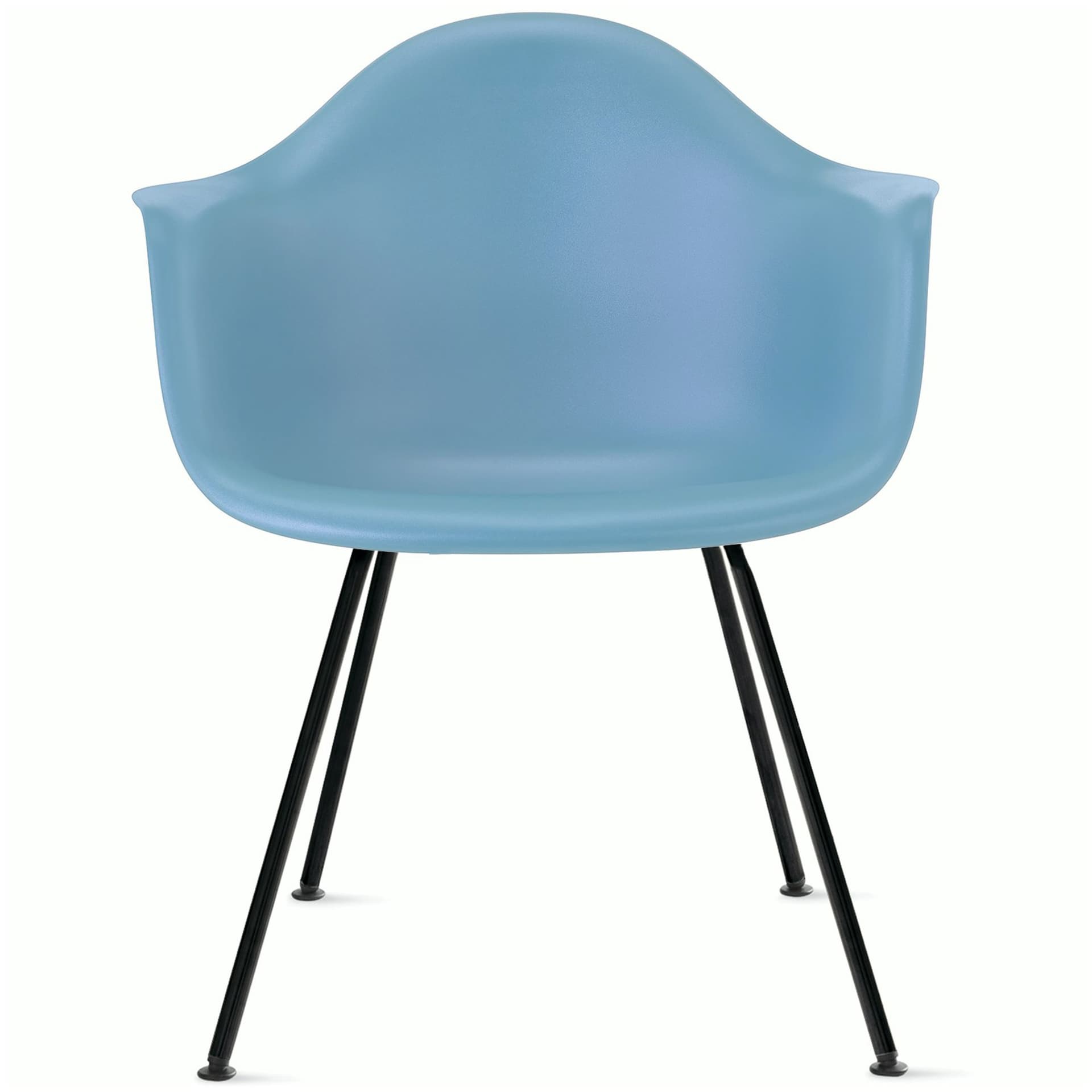 eames molded plastic armchair with 4 leg base / black base / pale blue shell / standard glides