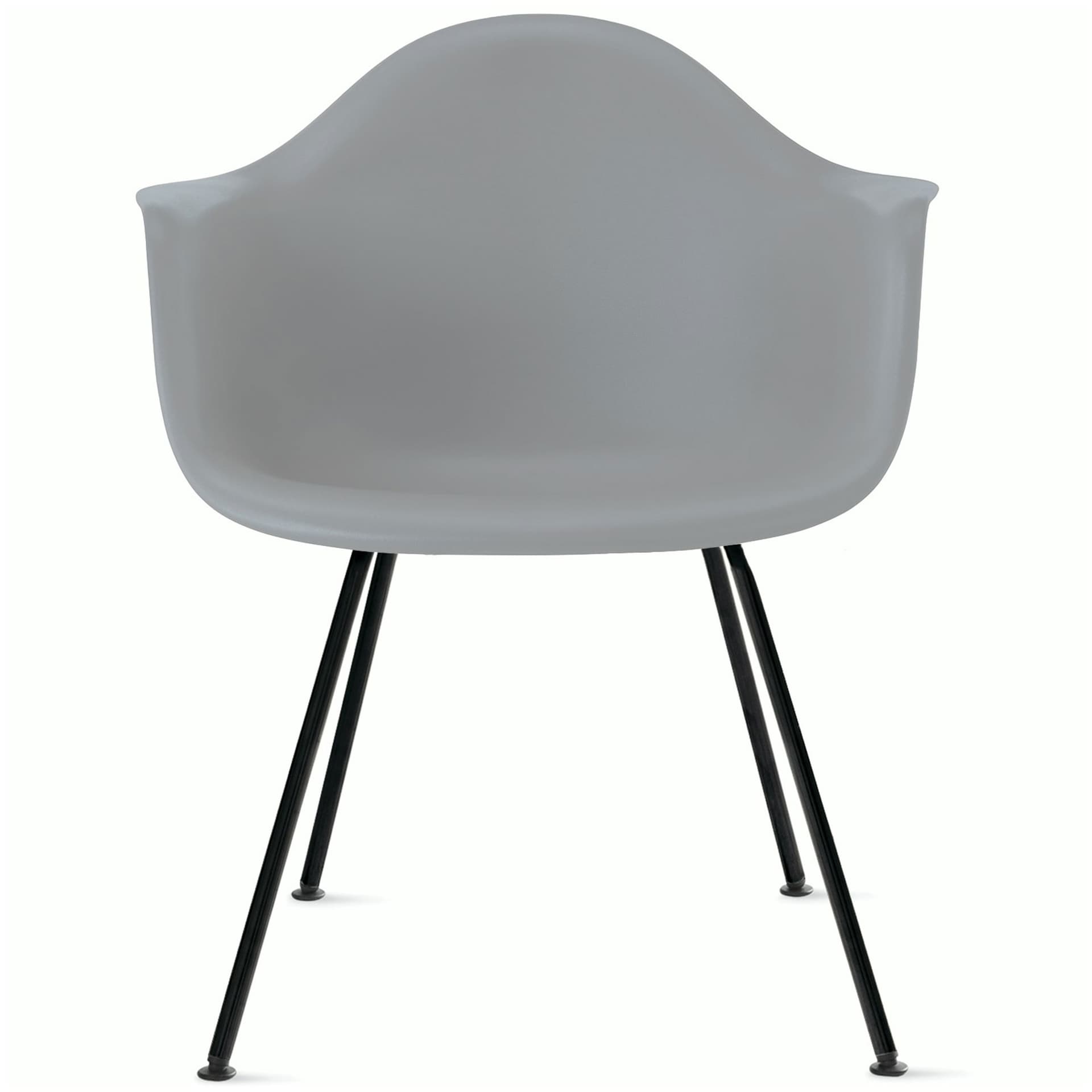 eames molded plastic armchair with 4 leg base / black base / light grey shell / felt glides