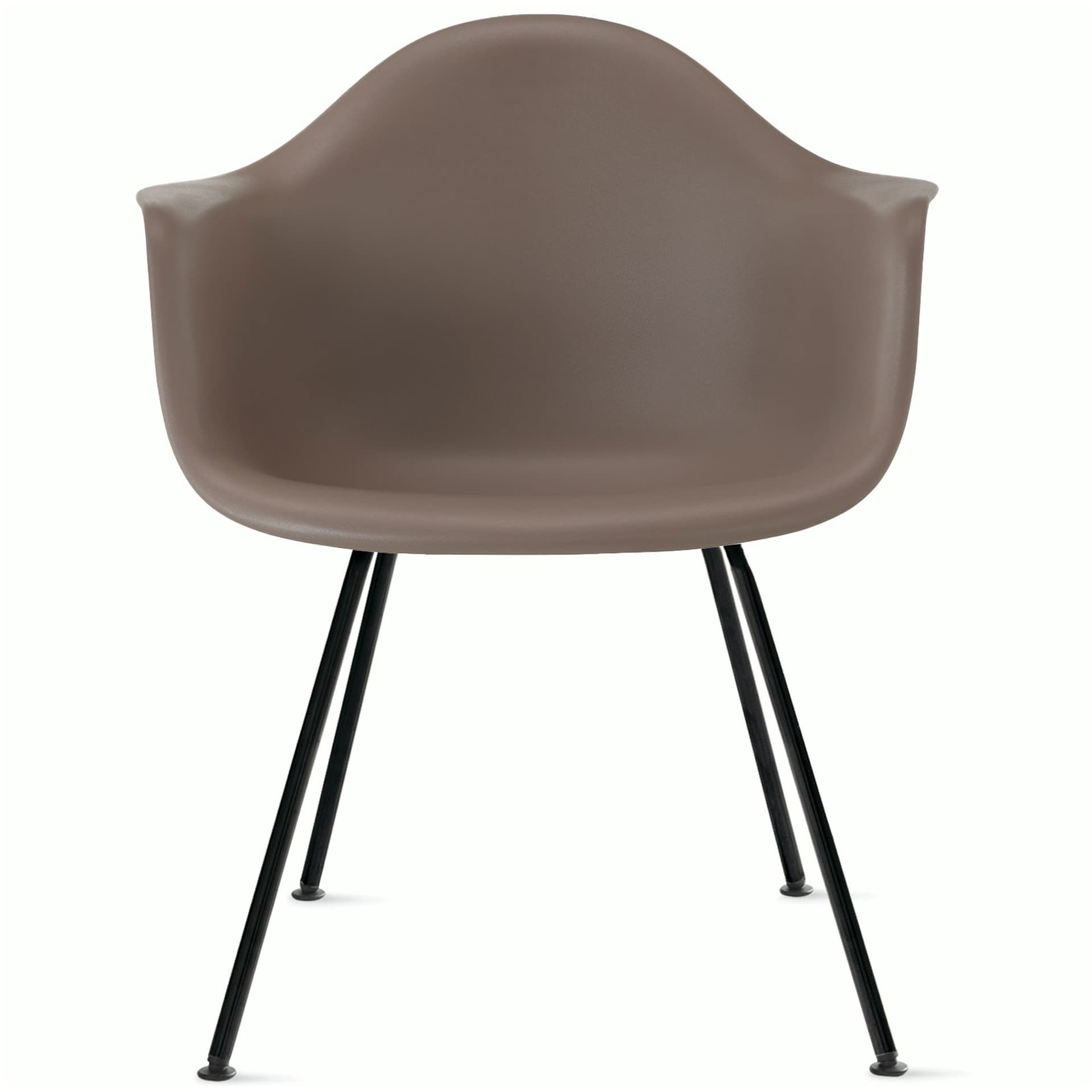 eames molded plastic armchair with 4 leg base / black base / cocoa shell / felt glides
