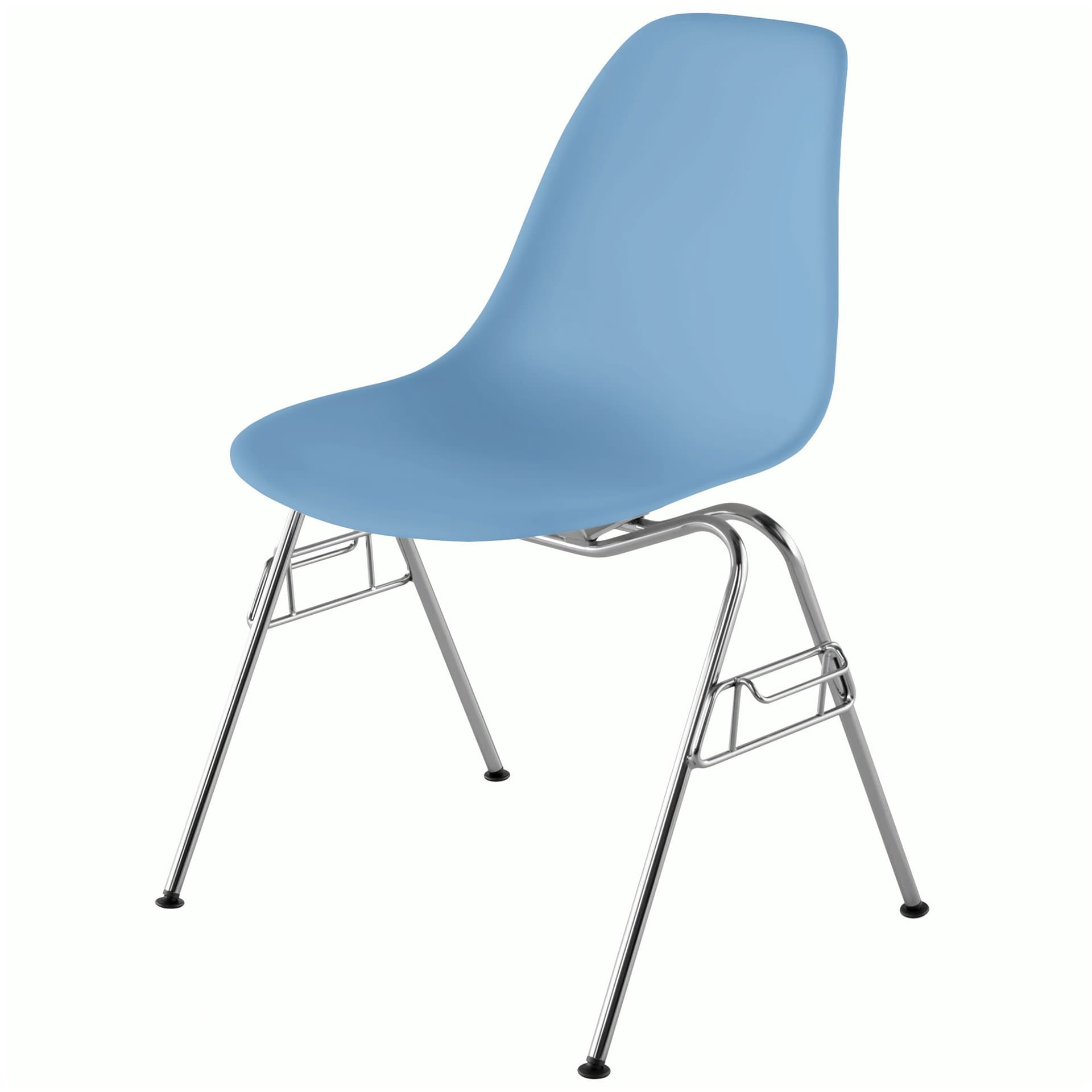 eames molded plastic side chair with stacking base / pale blue shell / felt glides
