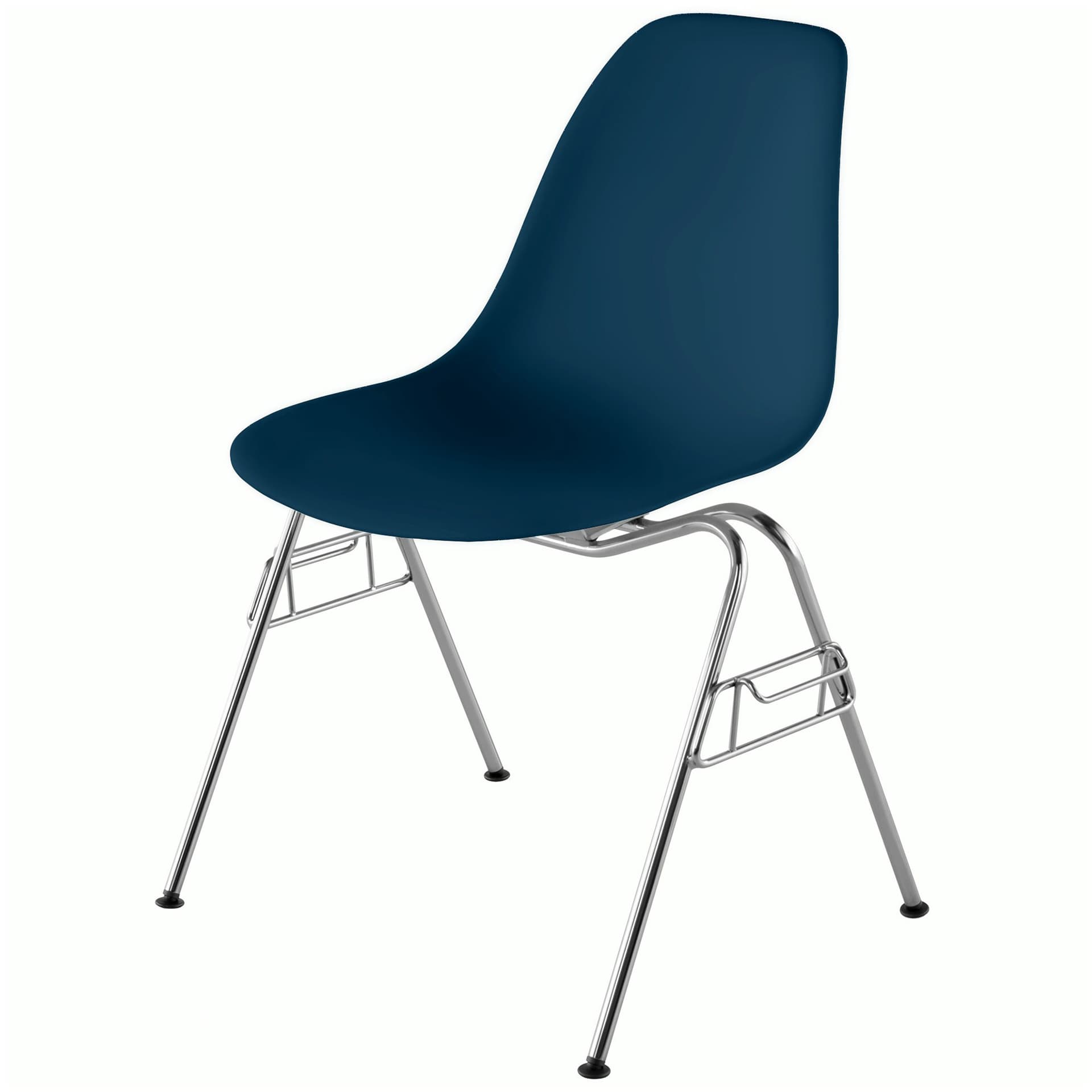 eames molded plastic side chair with stacking base / blue green shell / felt glides