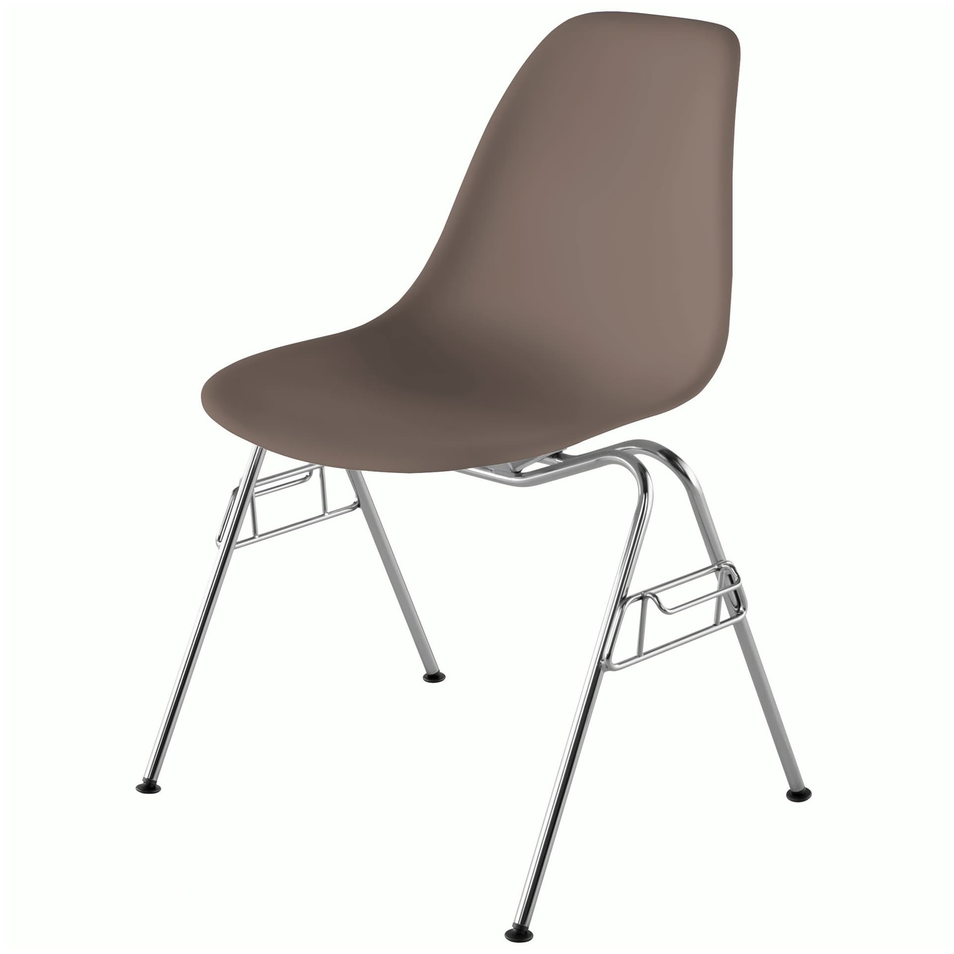 eames molded plastic side chair with stacking base / cocoa shell / felt glides