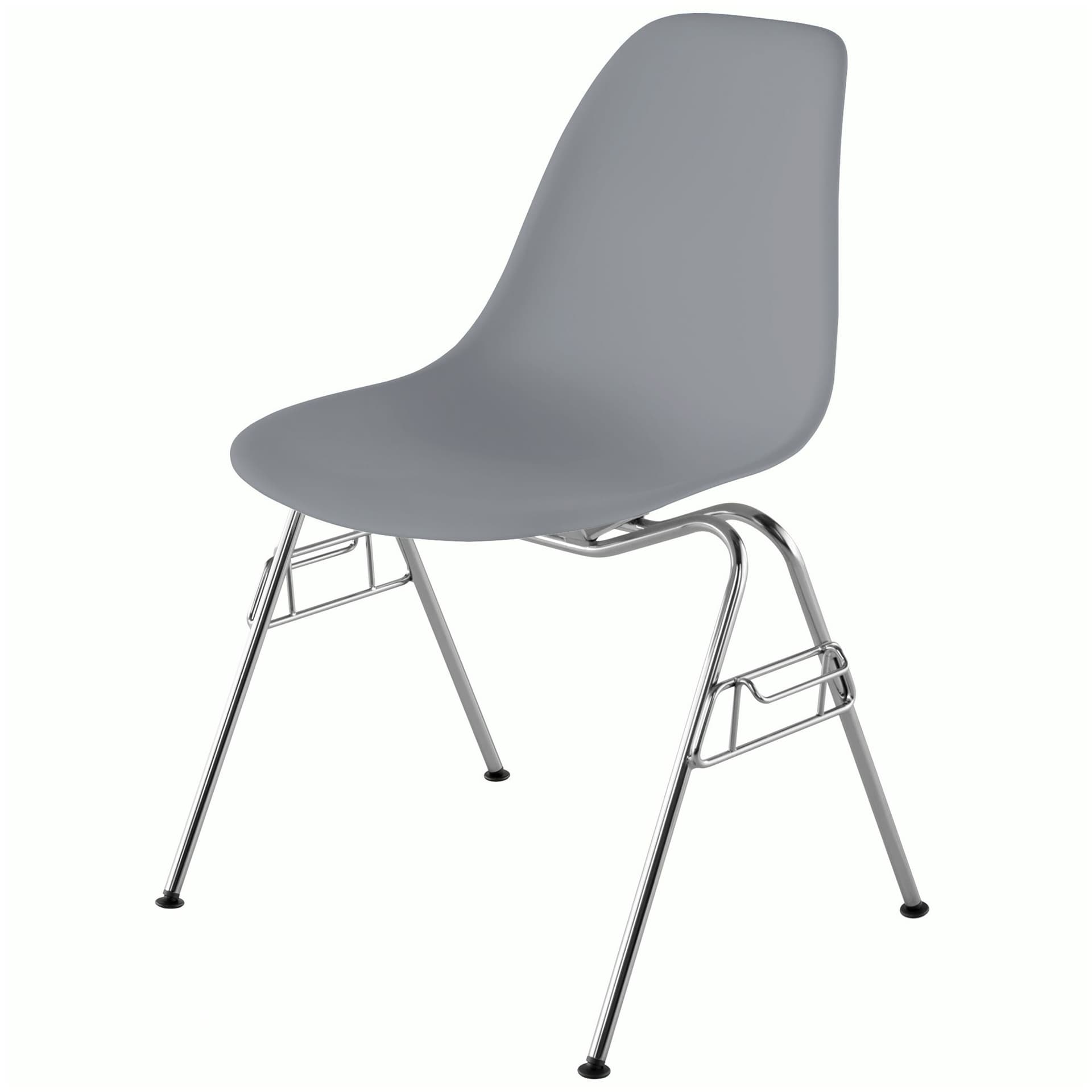 eames molded plastic side chair with stacking base / light grey shell / felt glides