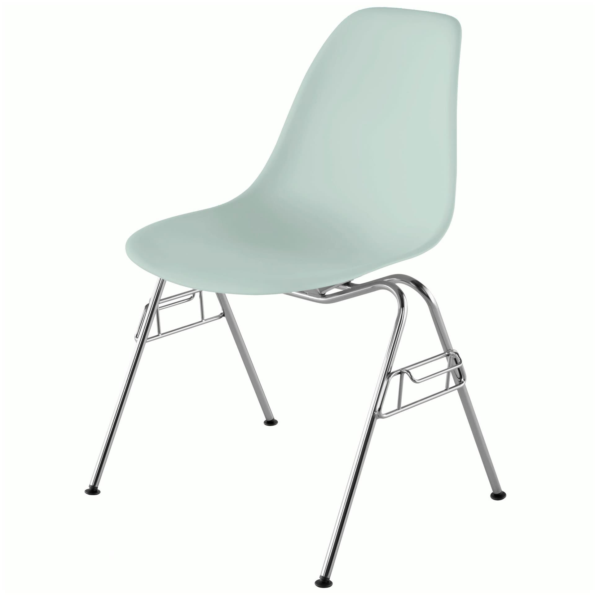 eames molded plastic side chair with stacking base / grey green shell / felt glides