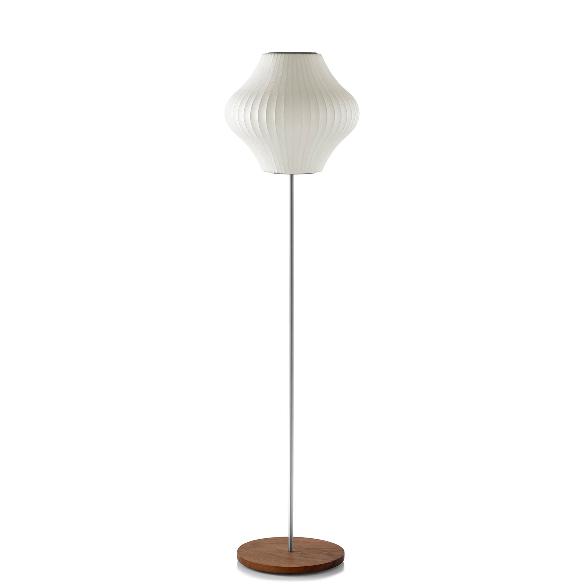 nelson pear bubble floor lamp on lotus stand / small / walnut base