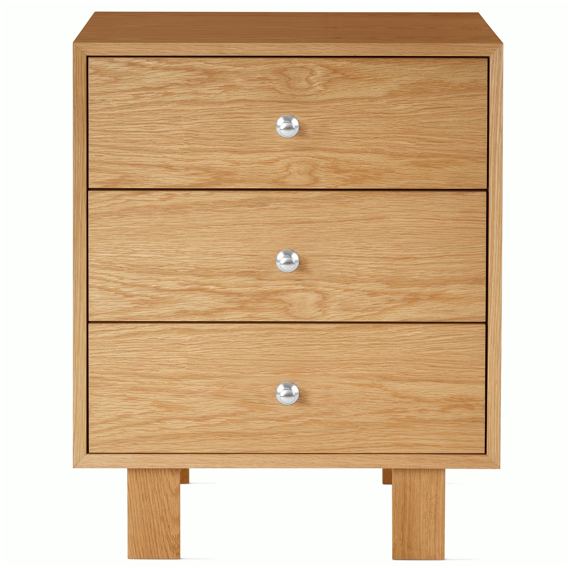 Nelson Basic Cabinet Series 3-Drawer Cabinet / standard legs / aluminum pawn pulls / white oak finish