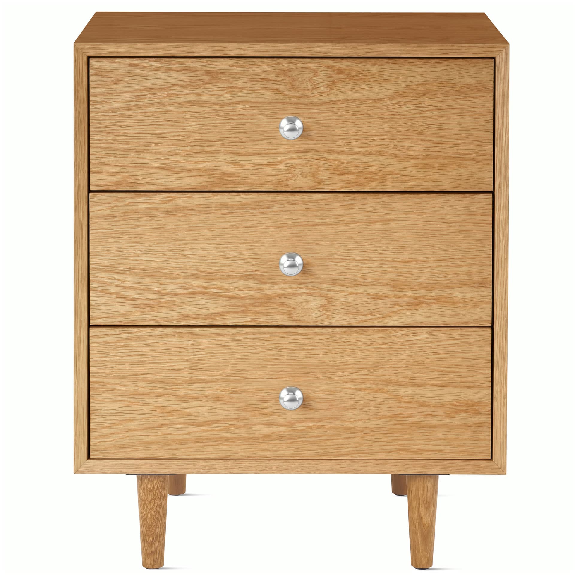Nelson Basic Cabinet Series 3-Drawer Cabinet / tapered legs / aluminum pawn pulls / white oak finish