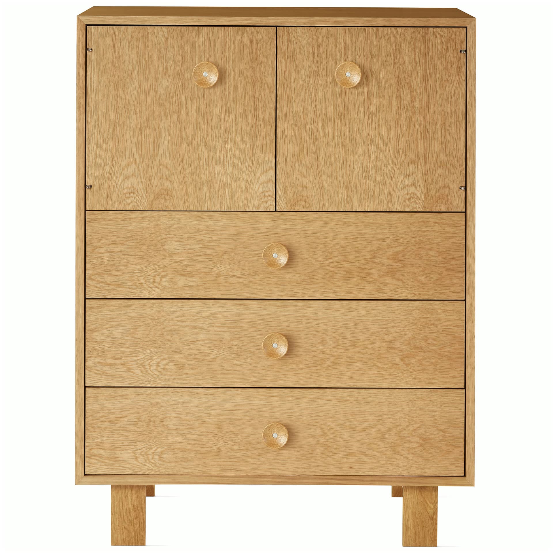 Nelson Basic Cabinet Series Console / standard legs / wood cupcake pulls / white oak finish