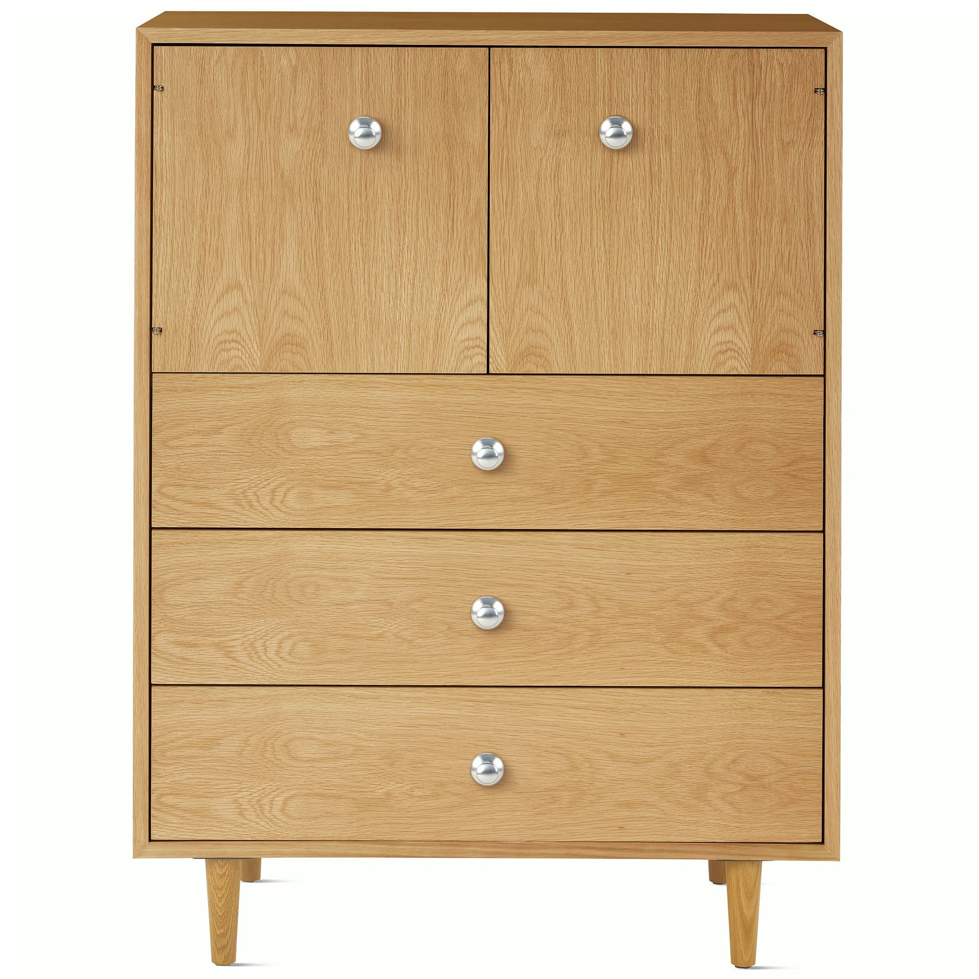 Nelson Basic Cabinet Series Console / tapered legs / aluminum pawn pulls / white oak finish