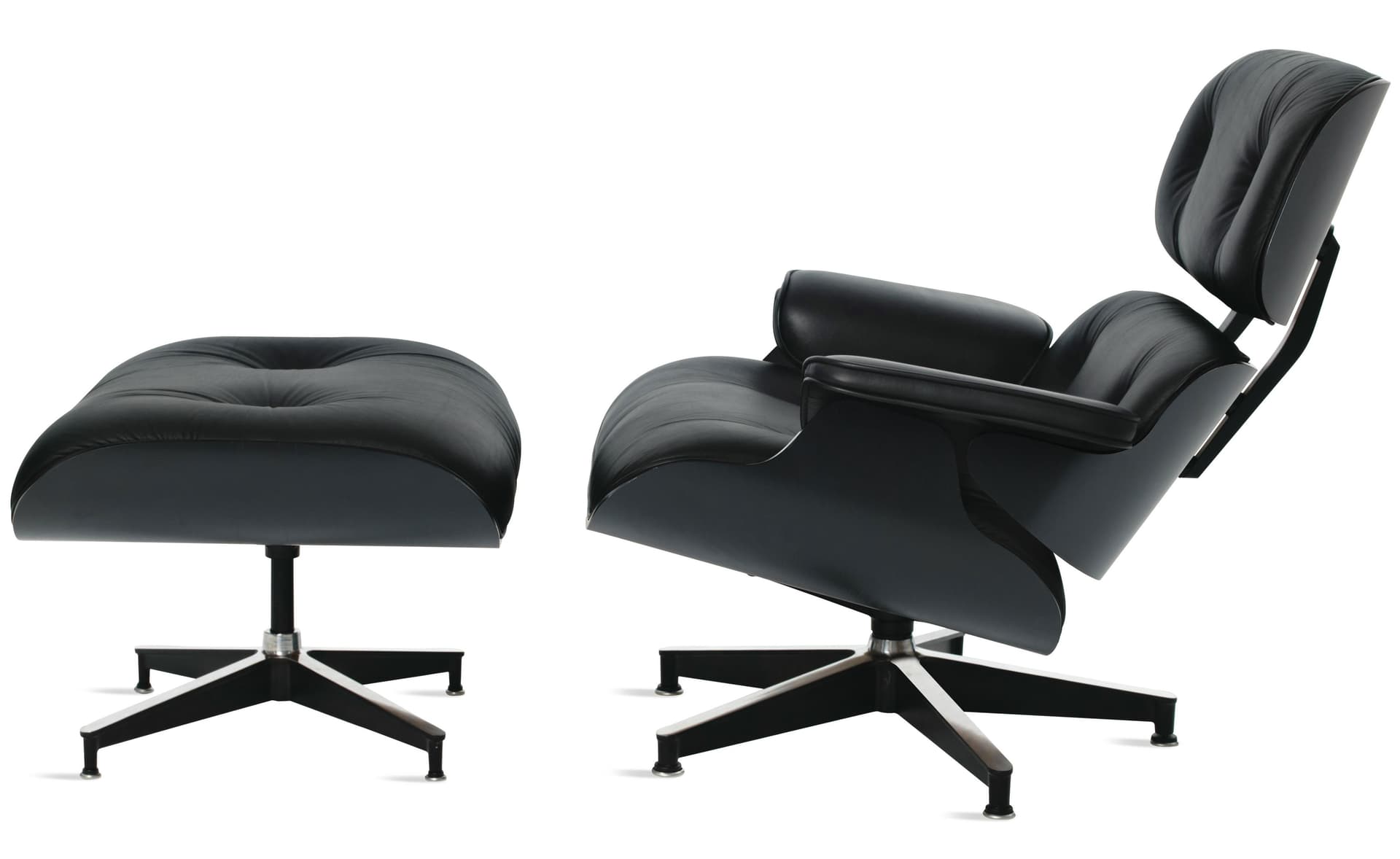 ebony eames lounge chair & ottoman / standard classic height / 2100 leather upholstery black