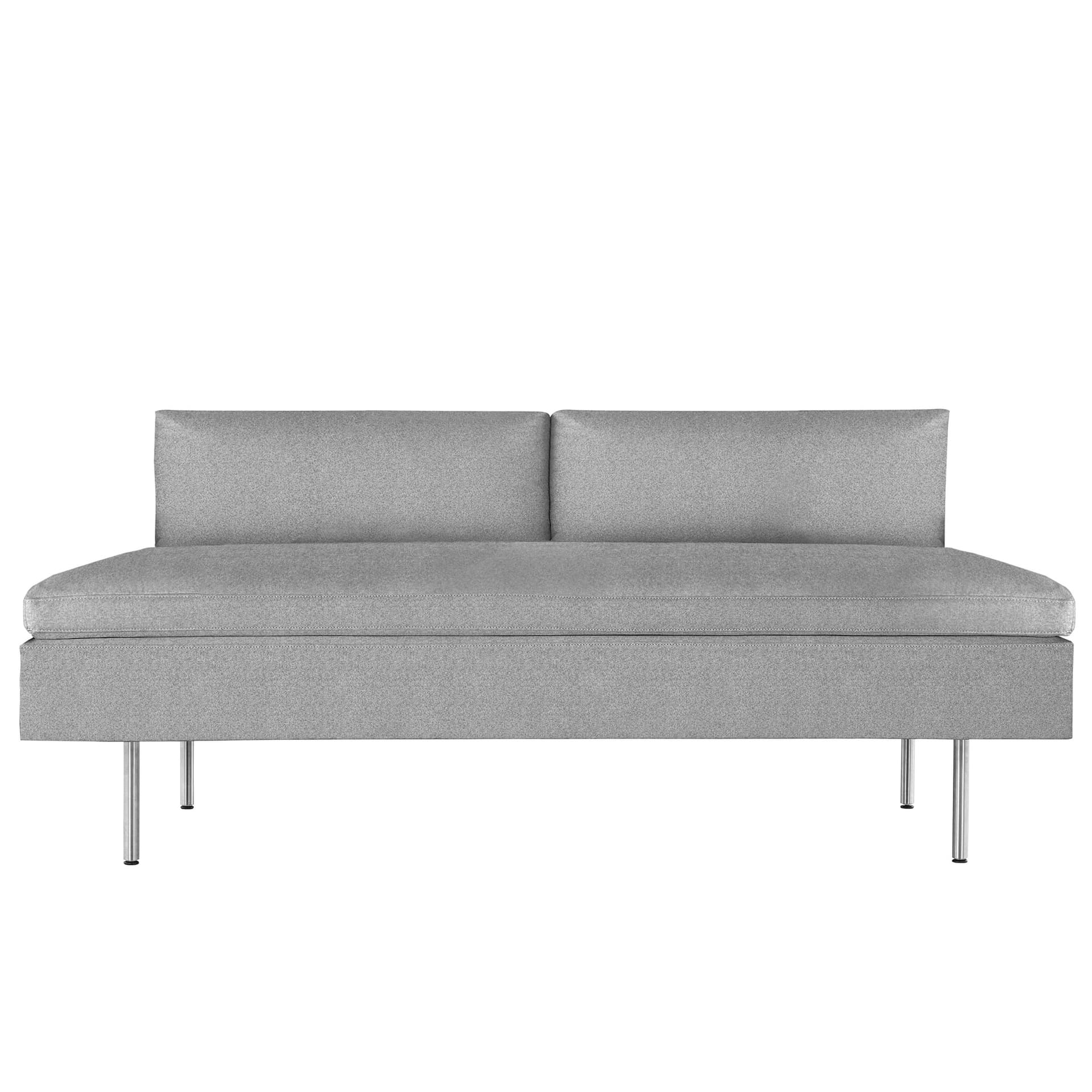 bolster 2 seat settee / armless  / medley, pewter upholstery / not fire retardant