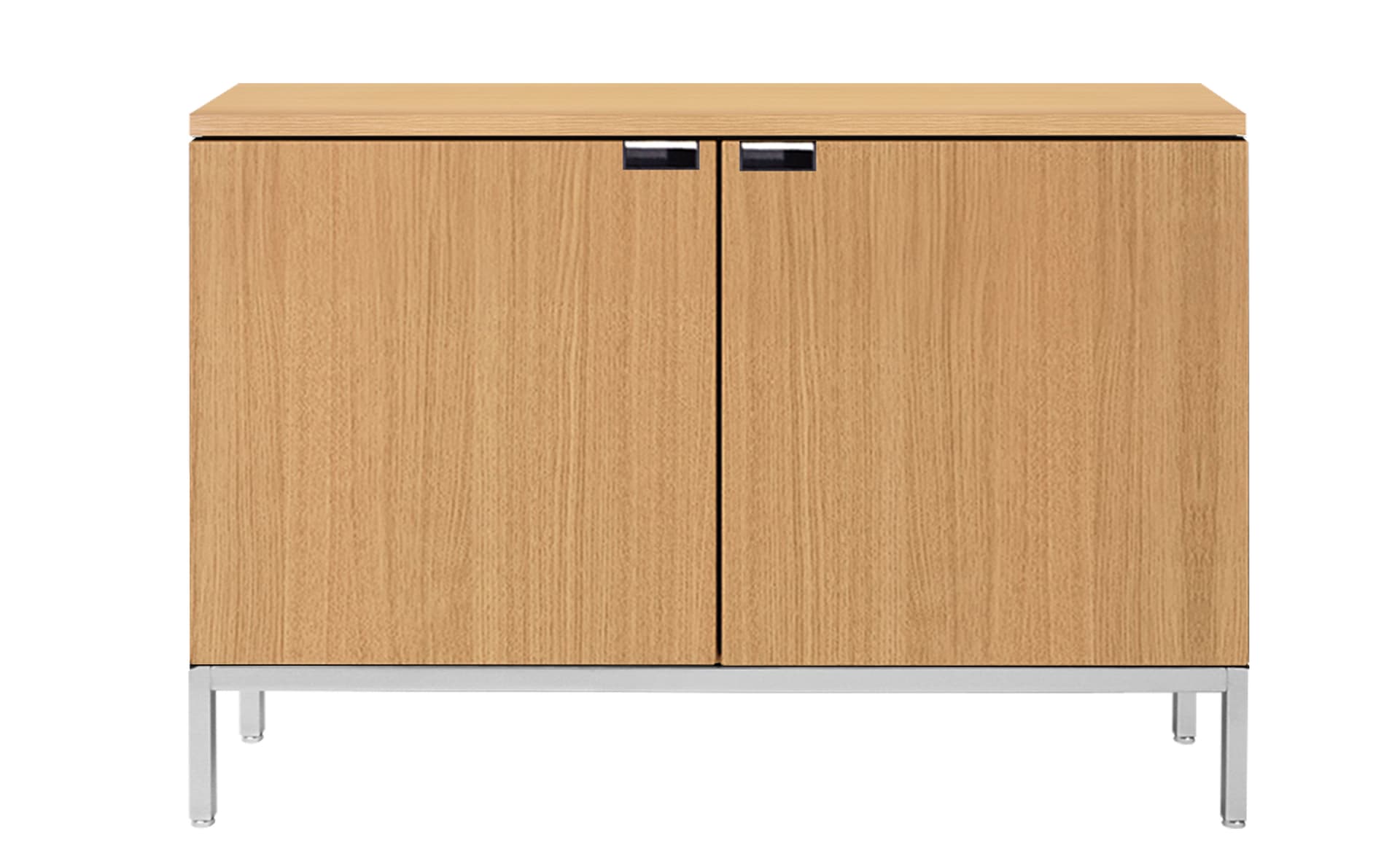 2545M / two cabinets / polished chrome base / natural oak body / natural oak top / no central locking system
