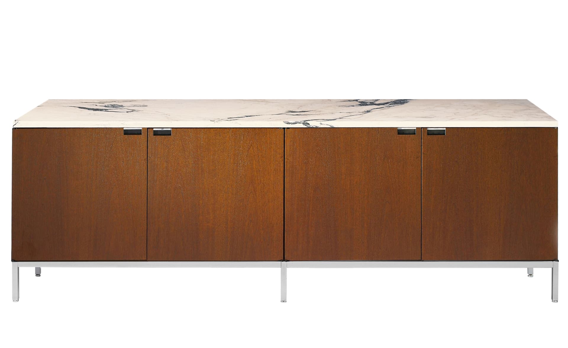 2544M / all cabinets / polished chrome base / medium brown mahogany body / polished coated arabescato marble top / no central locking system