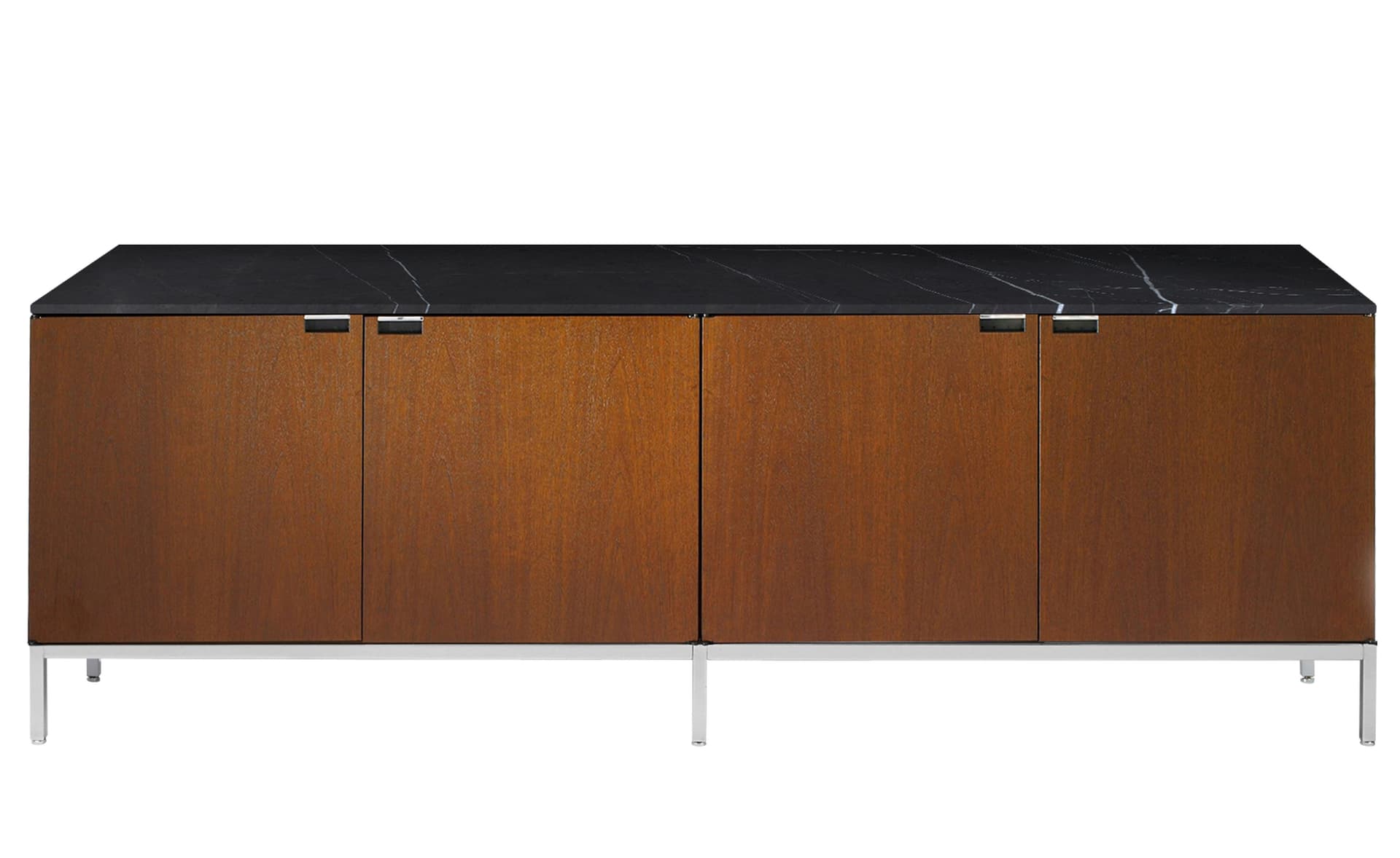 2544M / all cabinets / satin chrome base / medium brown mahogany body / polished coated nero marquina marble top / no central locking system