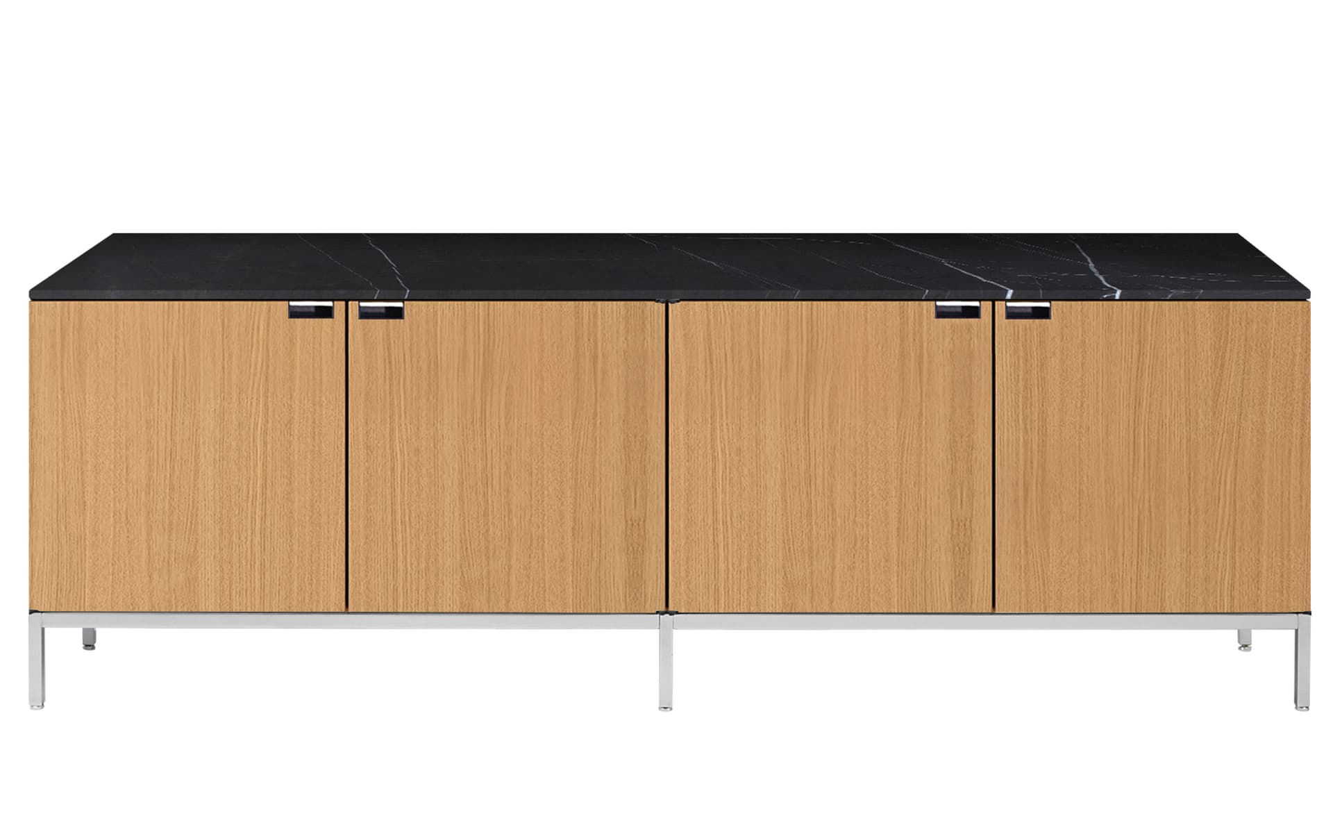 2544M / all cabinets / polished chrome base / natural oak body / polished coated nero marquina marble top / no central locking system