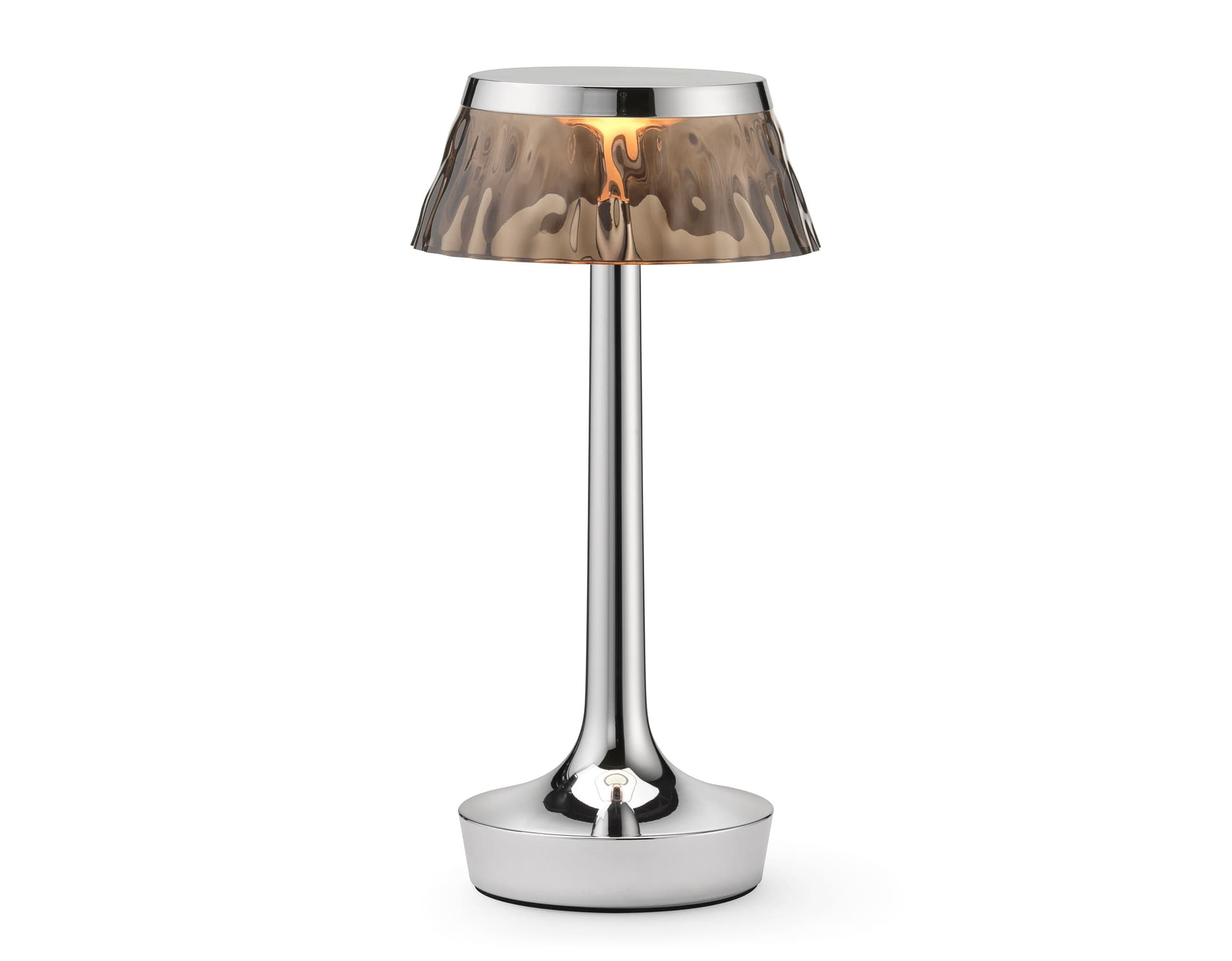 bon jour unplugged table lamp / chrome / fumee