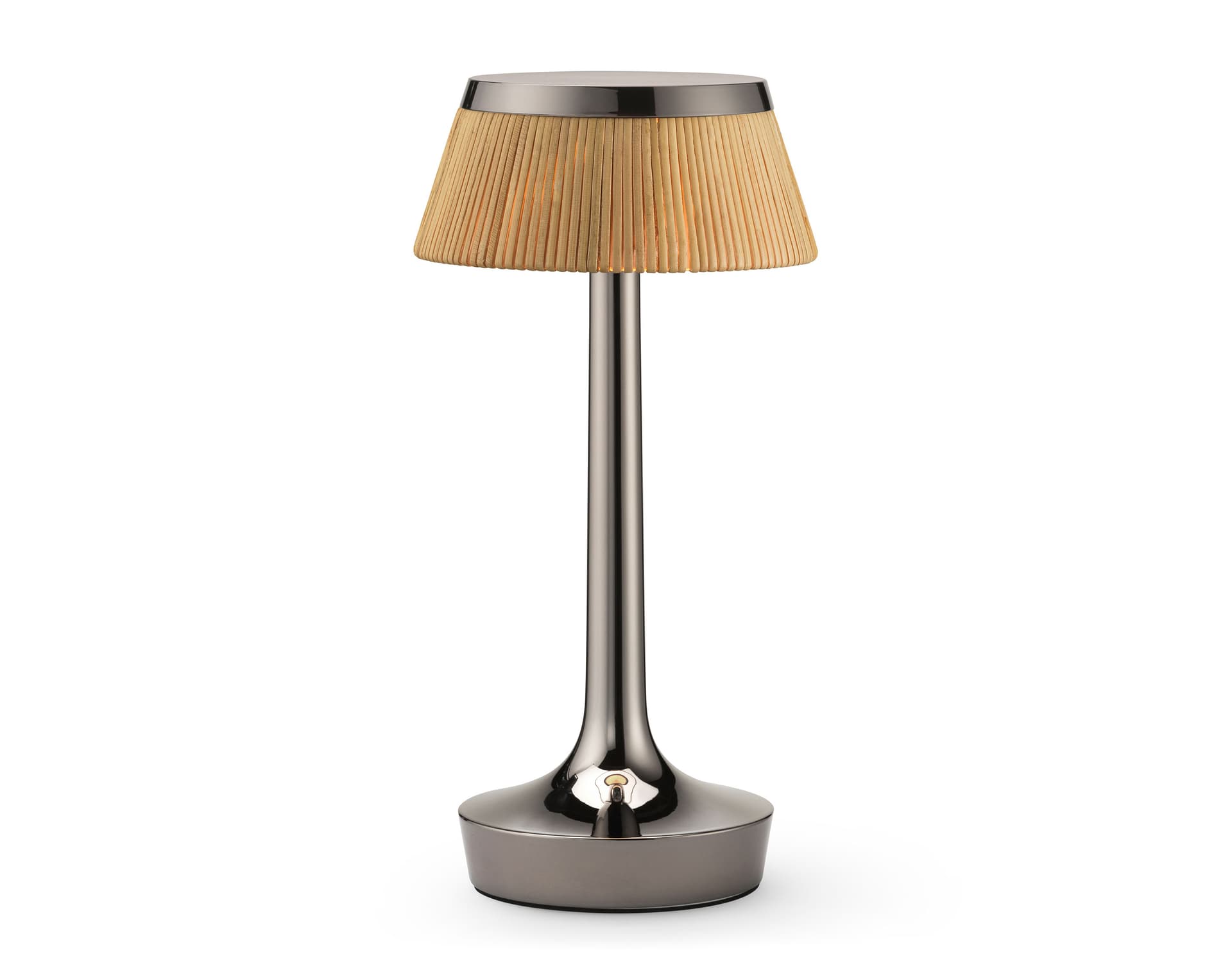 bon jour unplugged table lamp / black chrome / rattan