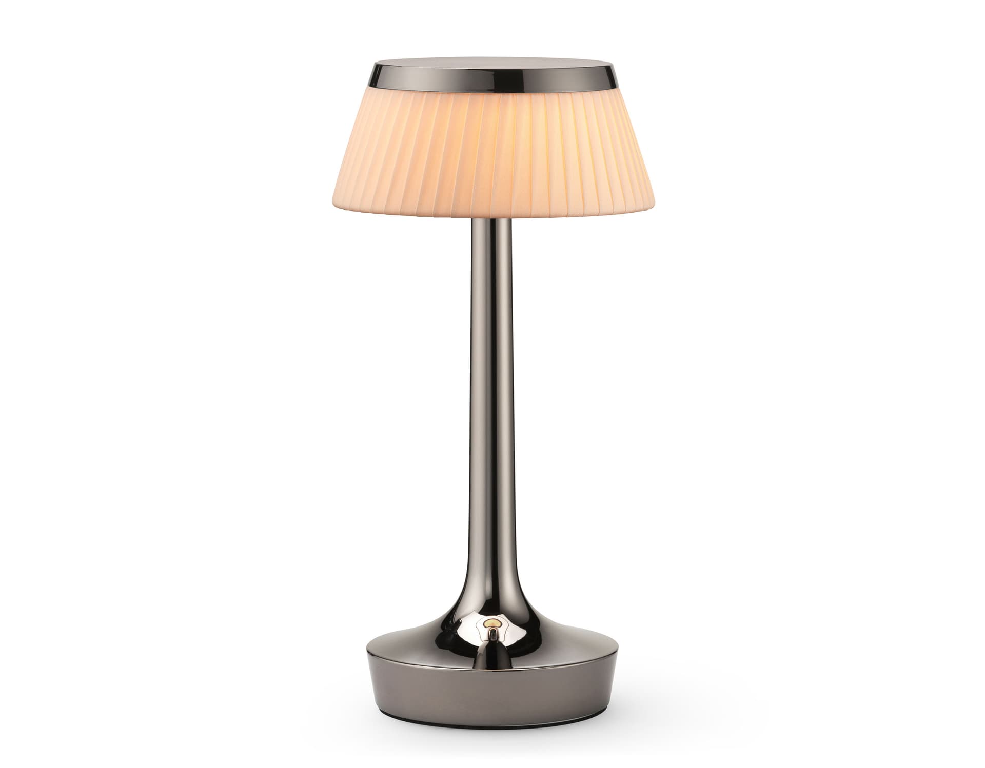 bon jour unplugged table lamp / black chrome / fabric