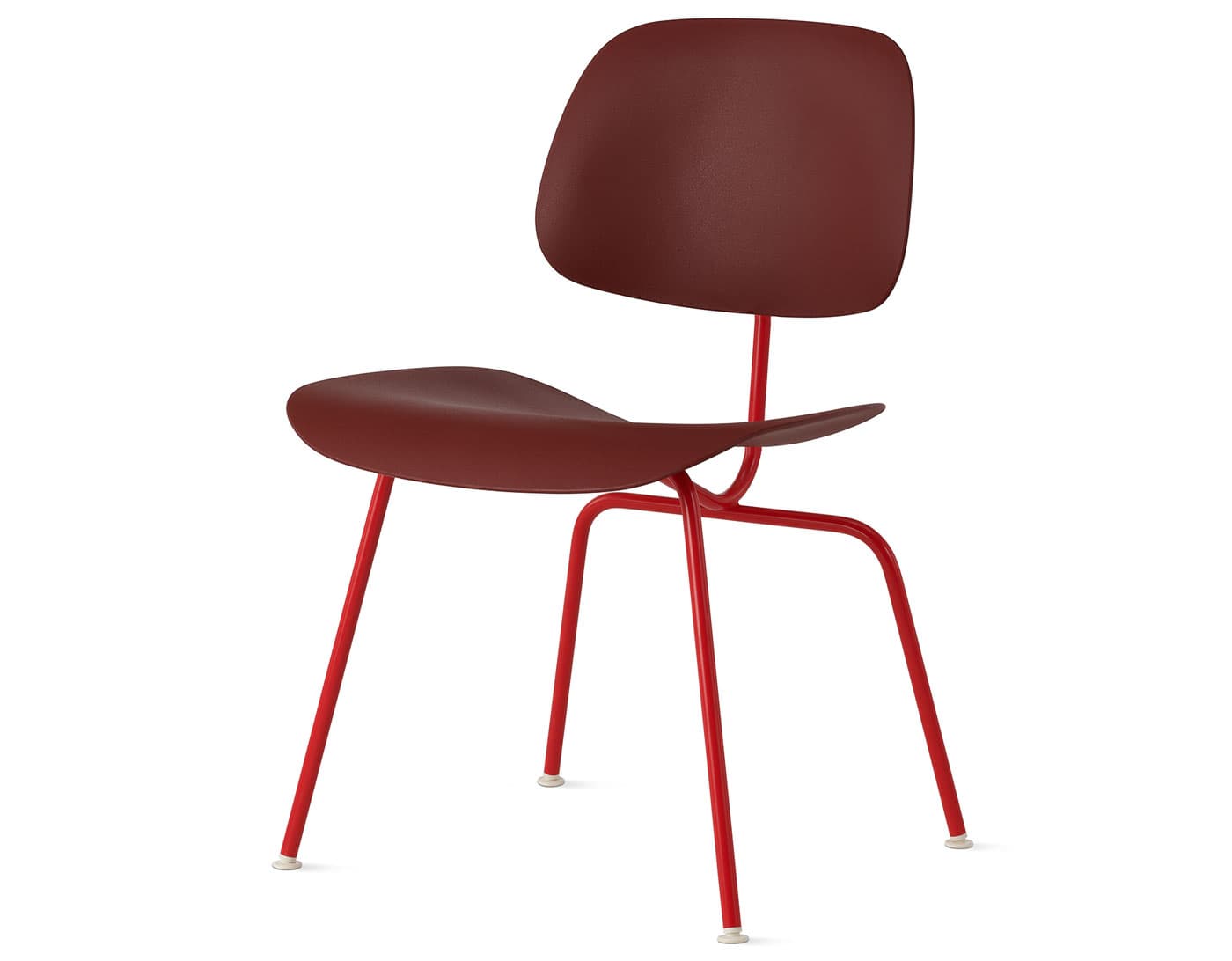 Eames Molded Plastic Dining Chair Metal Base EC-127 / blaze base / brick red seat & back