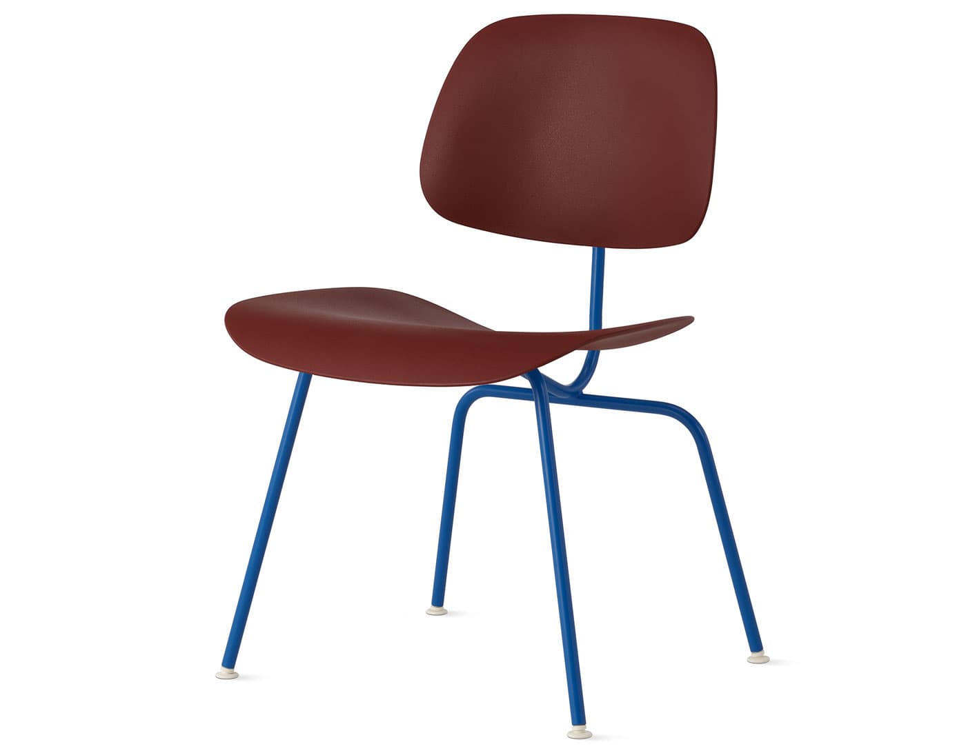 Eames Molded Plastic Dining Chair Metal Base EC-127 /  berry blue base / brick red seat & back