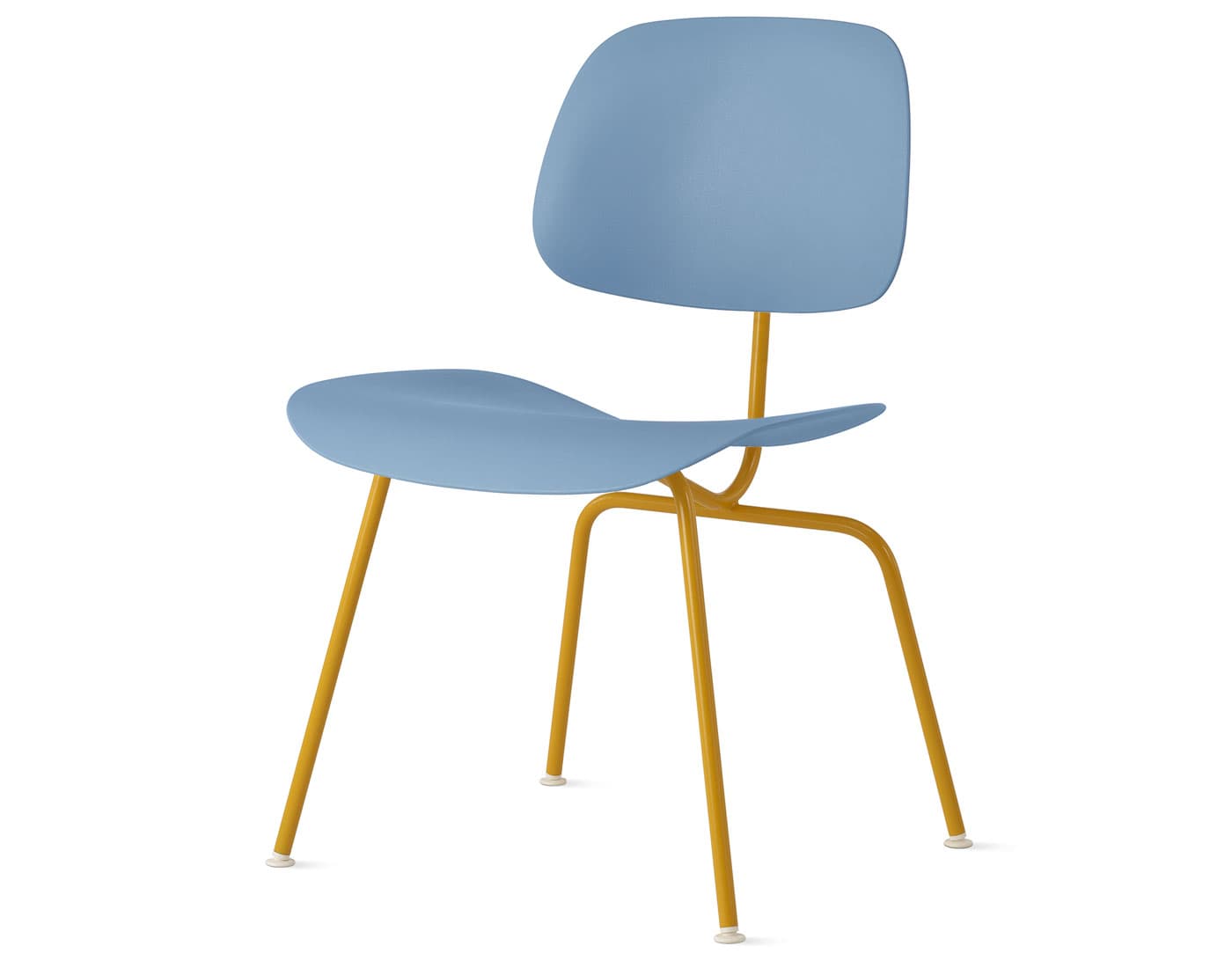 Eames Molded Plastic Dining Chair Metal Base EC-127 / marigold base / pale blue seat & back