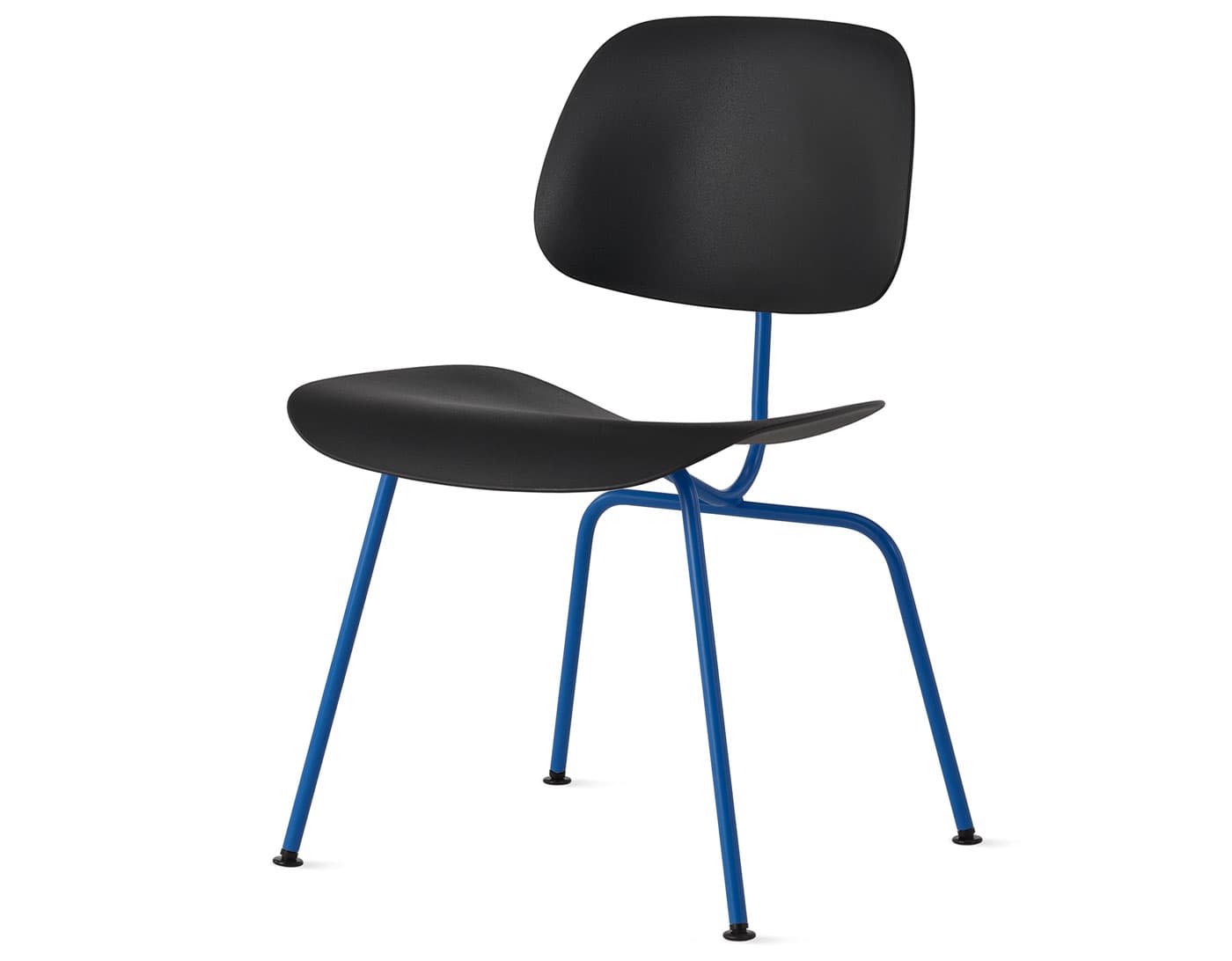 Eames Molded Plastic Dining Chair Metal Base EC-127 /  berry blue base / black seat & back