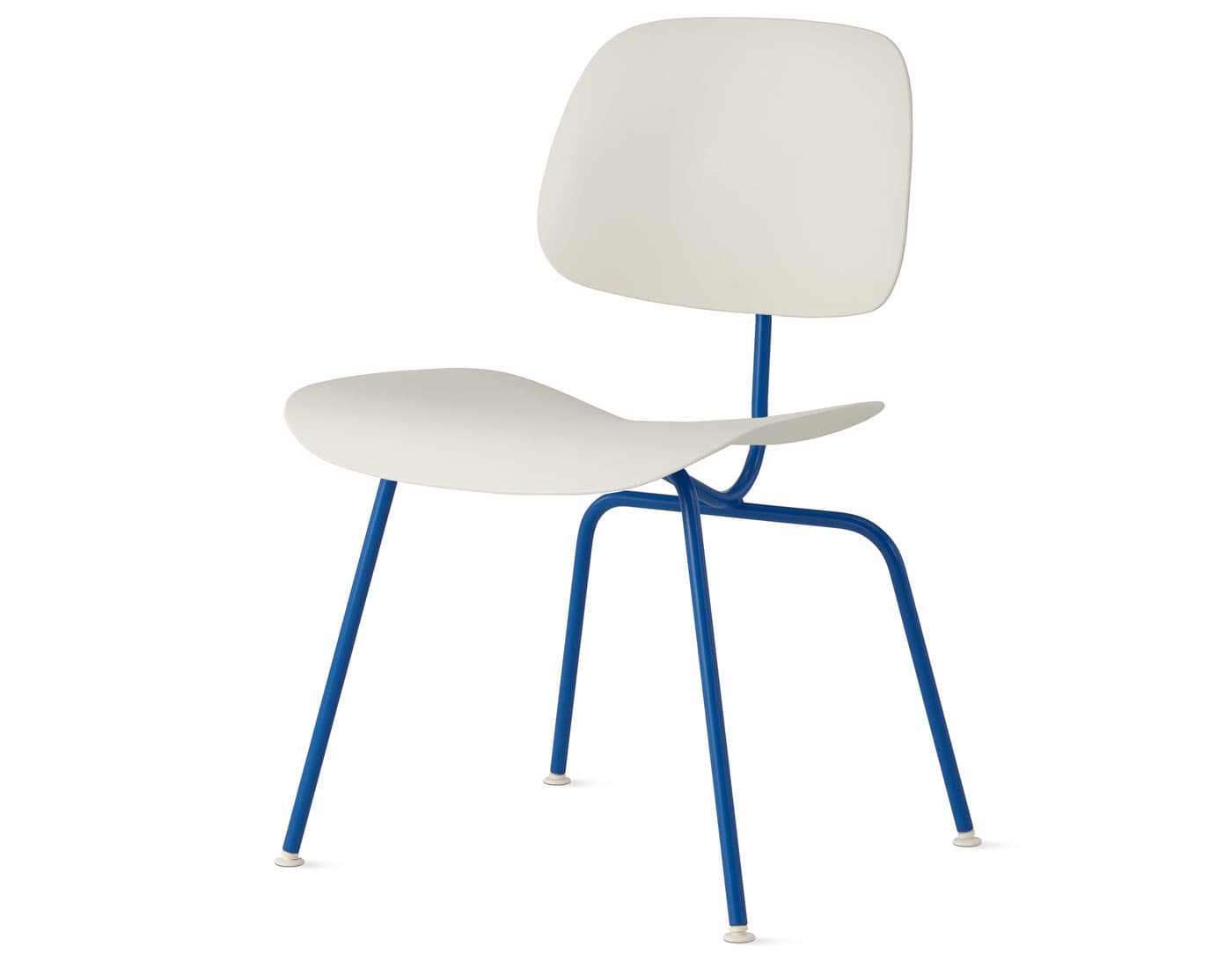 Eames Molded Plastic Dining Chair Metal Base EC-127 /  berry blue base / white seat & back