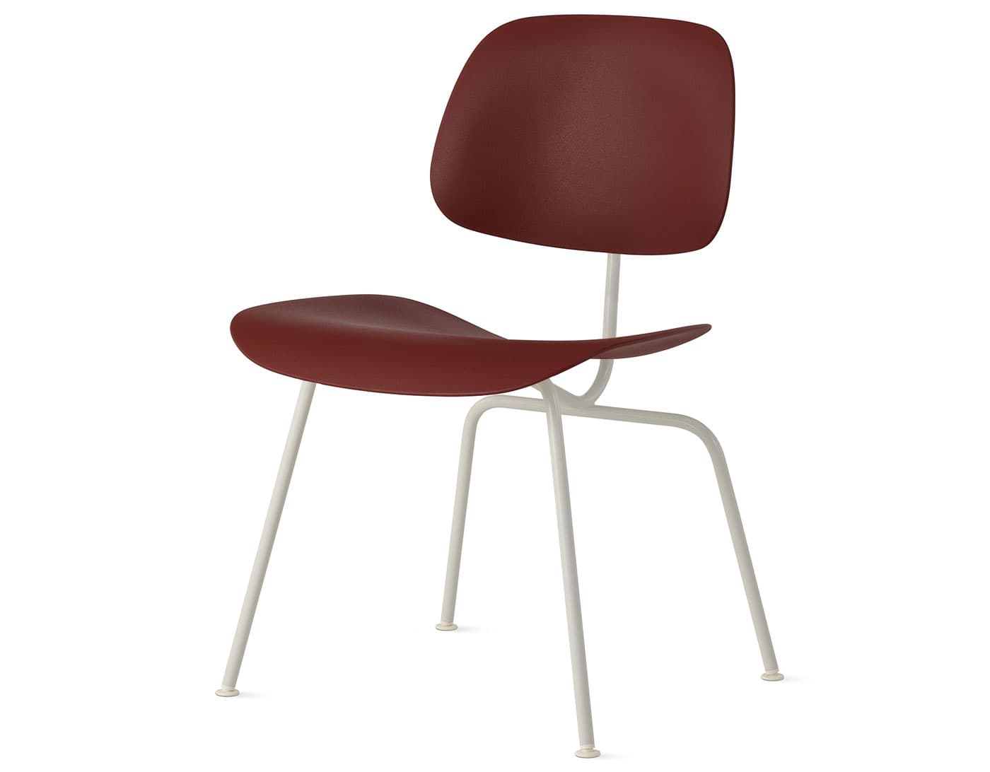 Eames Molded Plastic Dining Chair Metal Base EC-127 / white base / brick red seat & back