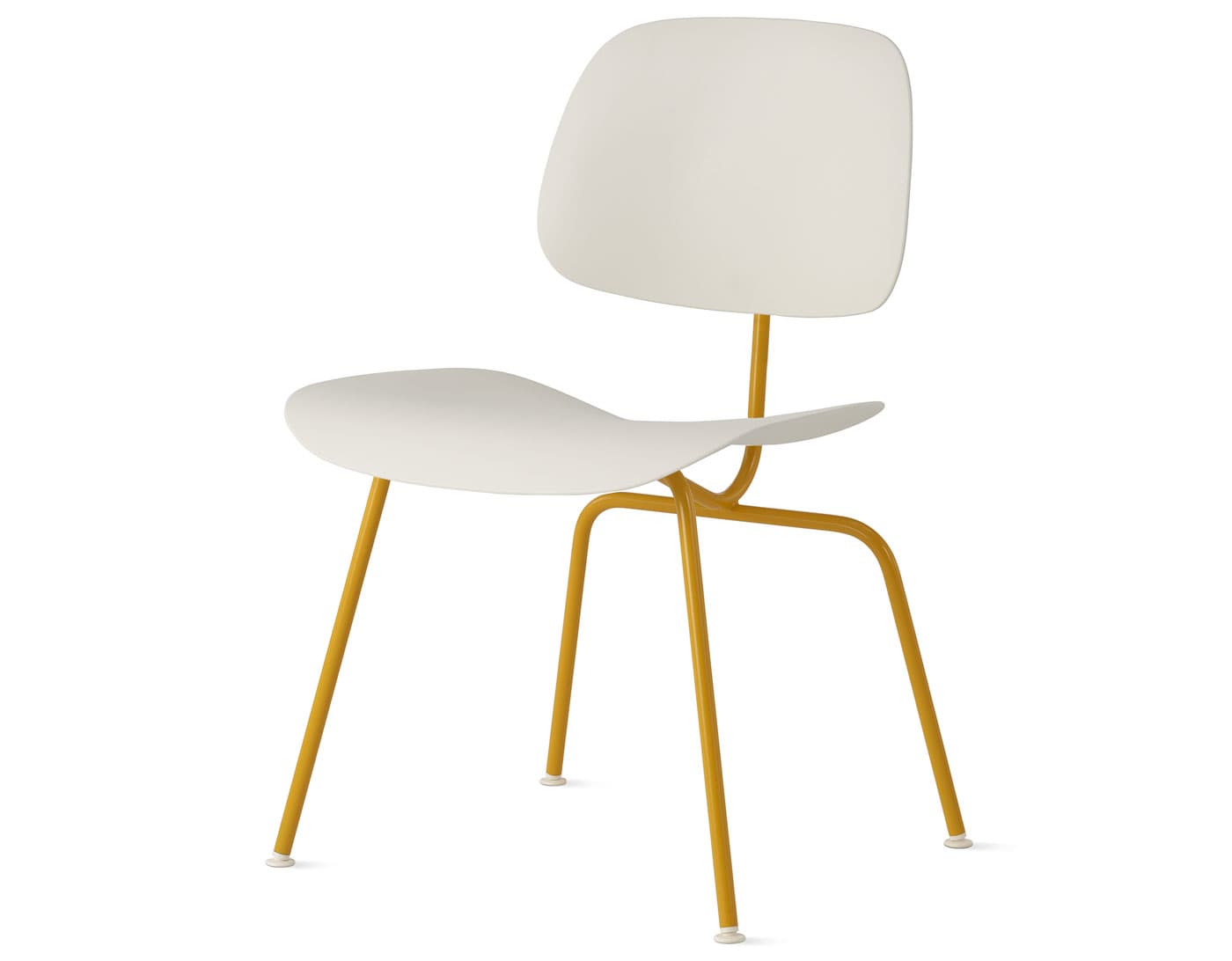 Eames Molded Plastic Dining Chair Metal Base EC-127 / marigold base / white seat & back