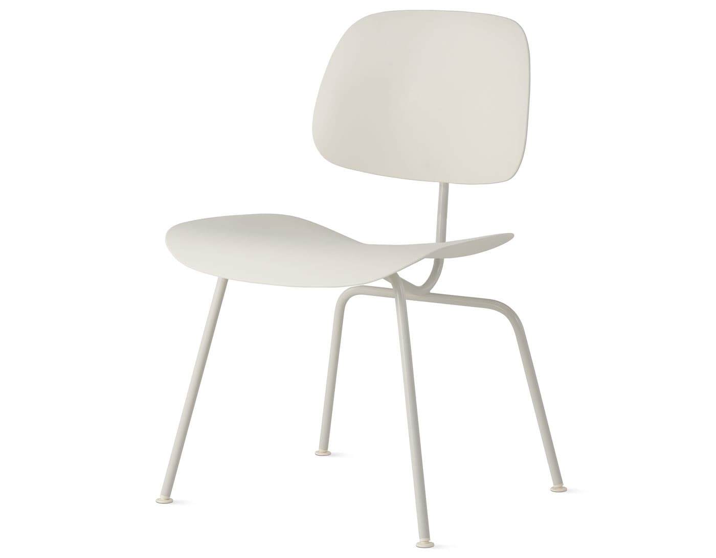 Eames Molded Plastic Dining Chair Metal Base EC-127 / white base / white seat & back