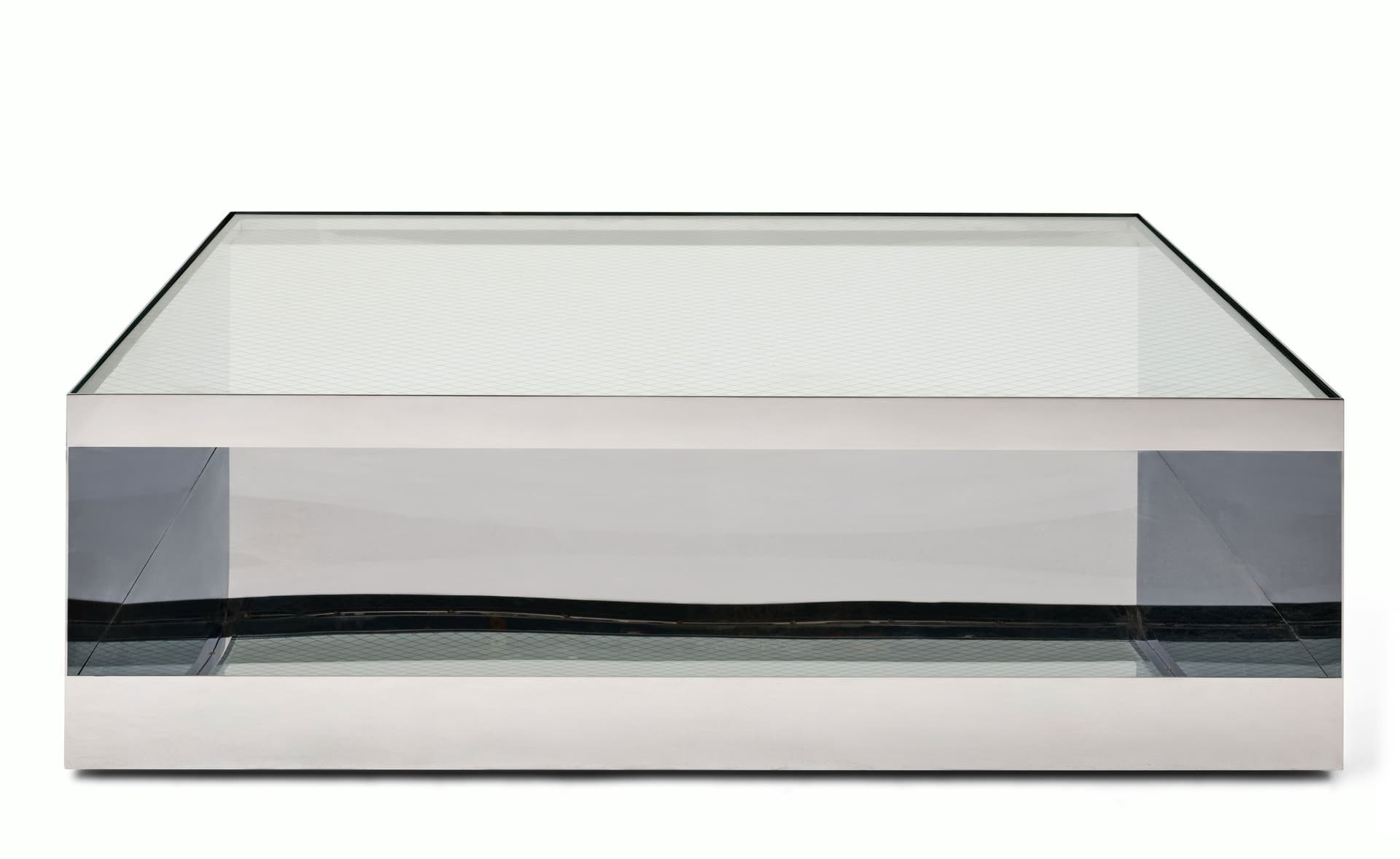 D'Urso Occasional Table / 48" square, 14.5" height - wired glass / stainless steel base