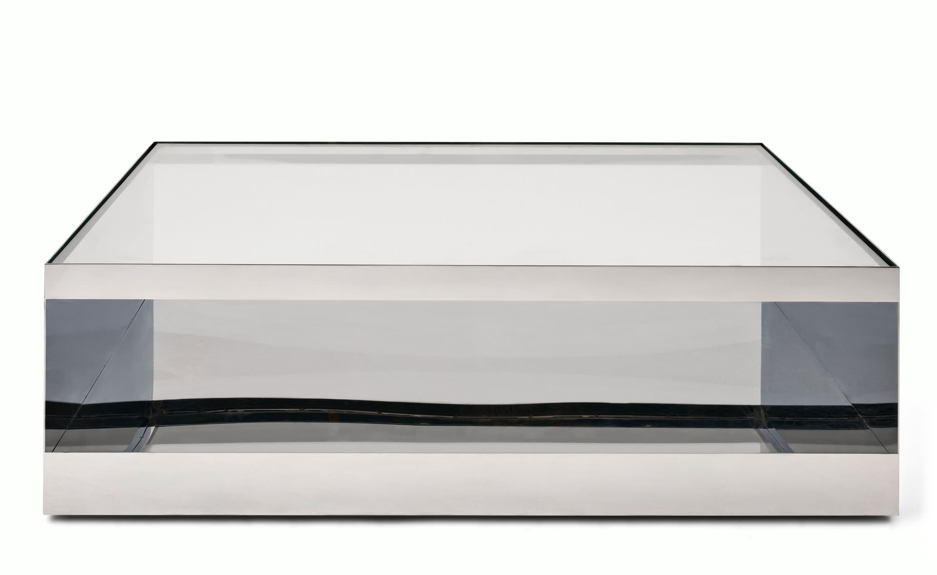 D'Urso Occasional Table / 48" square, 14.5" height - clear glass / stainless steel base